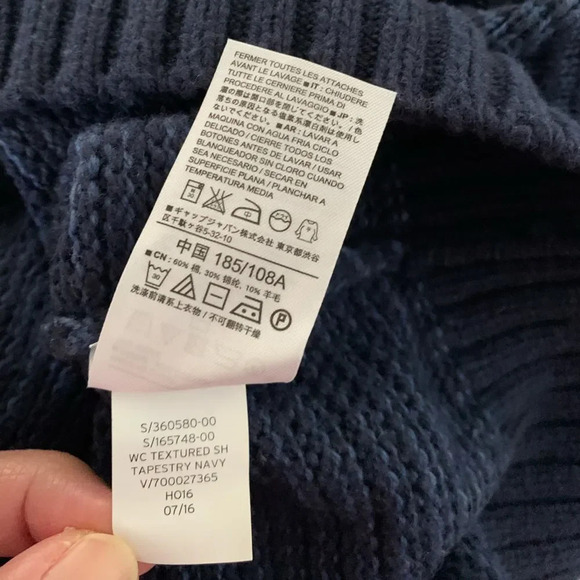 GAP FACTORY Textured Cable Knit Shawl Sweater in Tapestry Navy - Picture 5 of 5